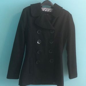 Short black wool-blend coat